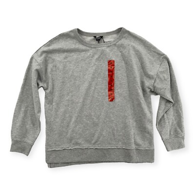 Buffalo David Bitton Sweatshirt Womens Medium Long Sleeve Gray Pullover Top NEW