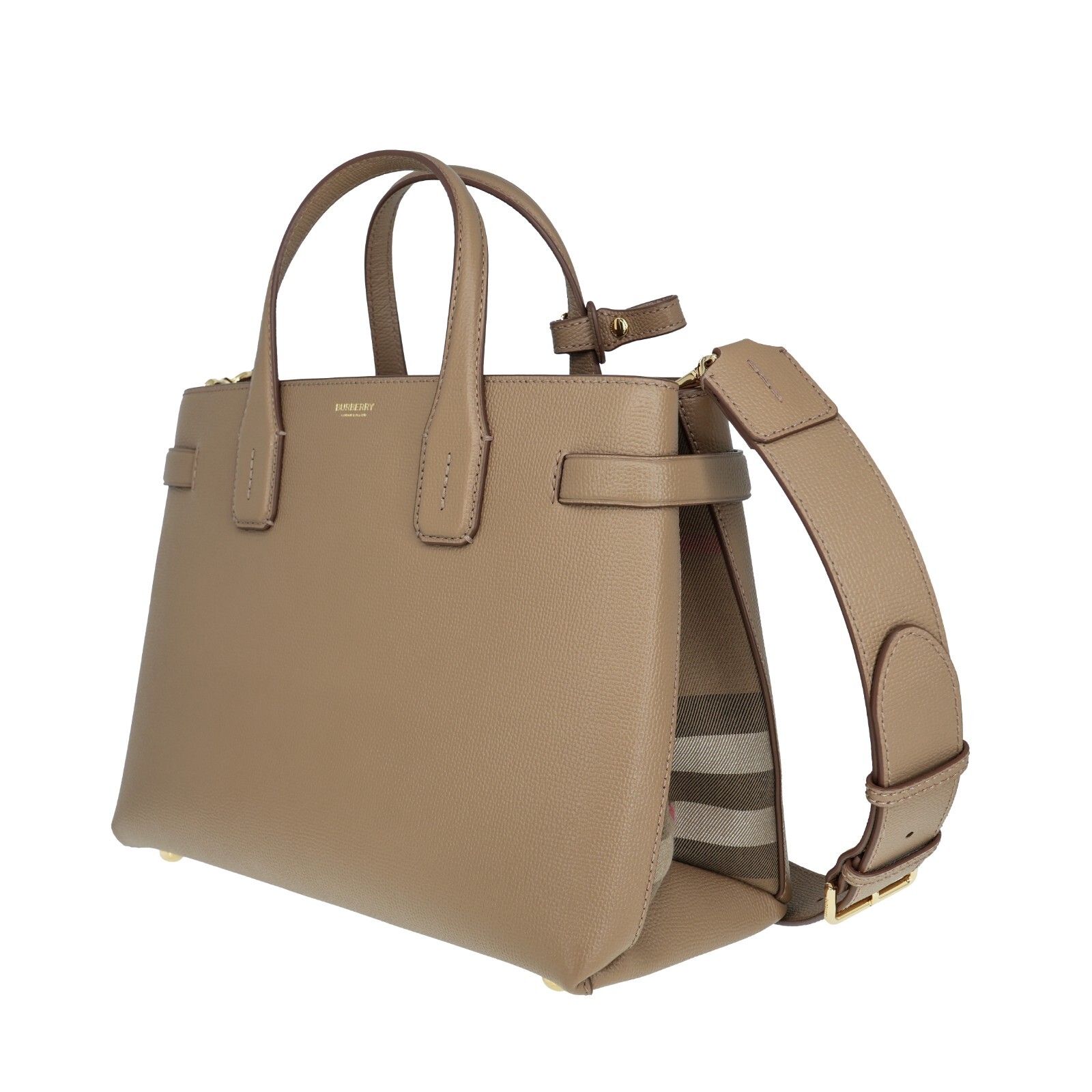 ♪BURBERRY♪サイドチェック柄ミディアムバッグ♪MD BANNER HHL BURBERRY】サイドチェック柄 ハンドバッグ 2Way (Burberry
