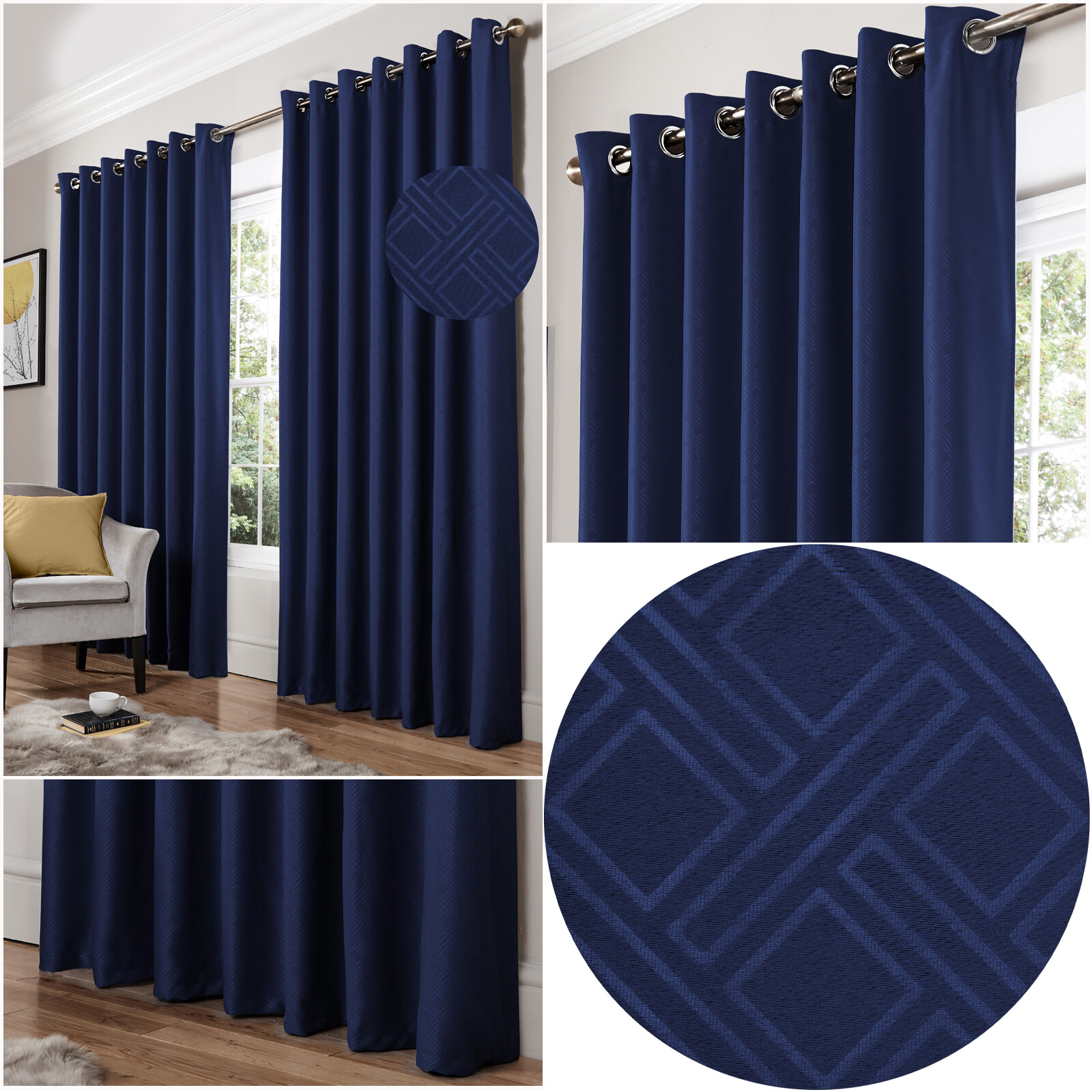Blue Navy Diamond Geometric Woven Lined Blockout Eyelet Ring Top Curtains Pair Ebay Blue Navy Diamond Geometric Woven Lined Blockout Eyelet Ring Top Curtains Pair Ebay
