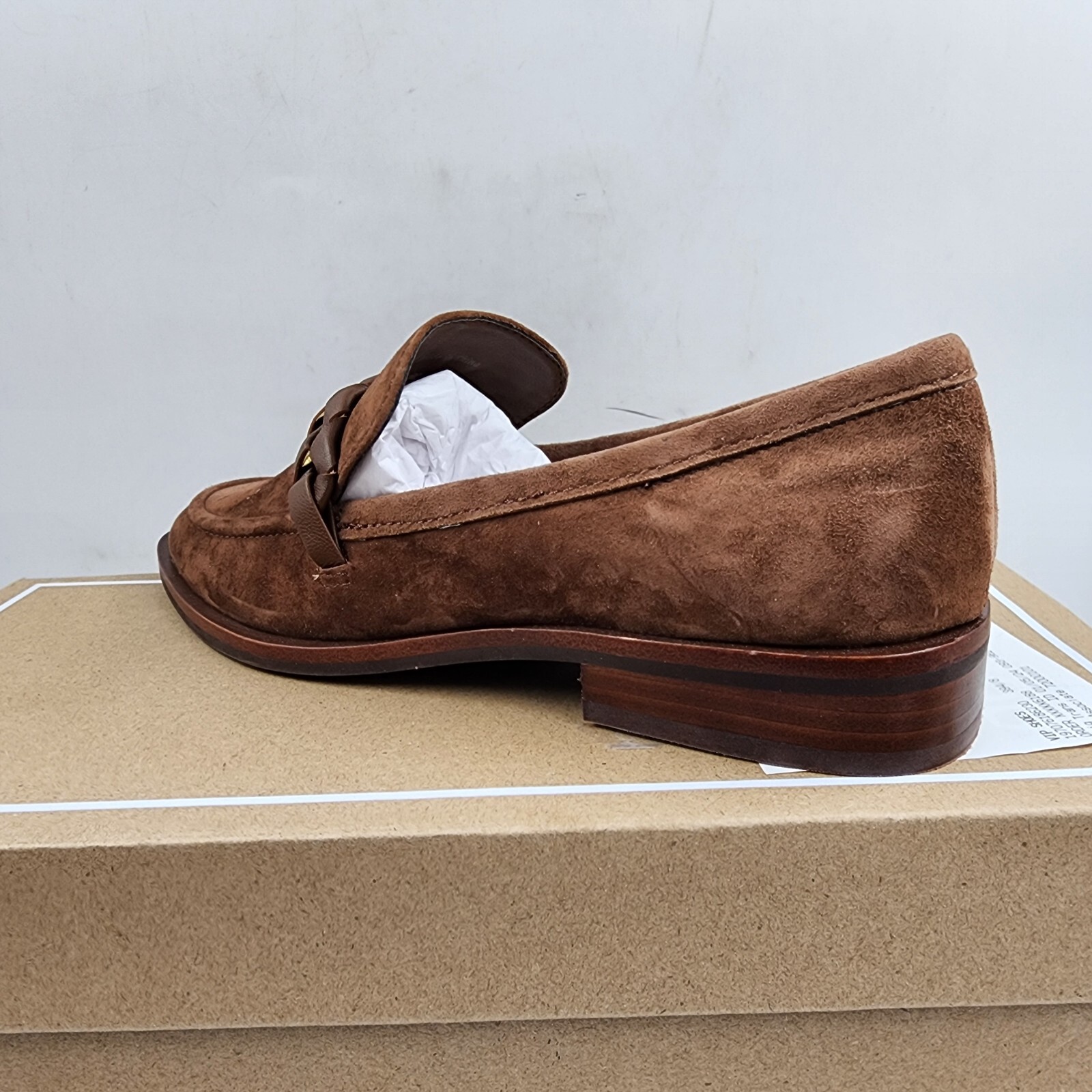 Dolce Vita Sallie Suede Chain Bit Loafers Women's 7.5 Brown Round Toe Slip On - Picture 9 of 18