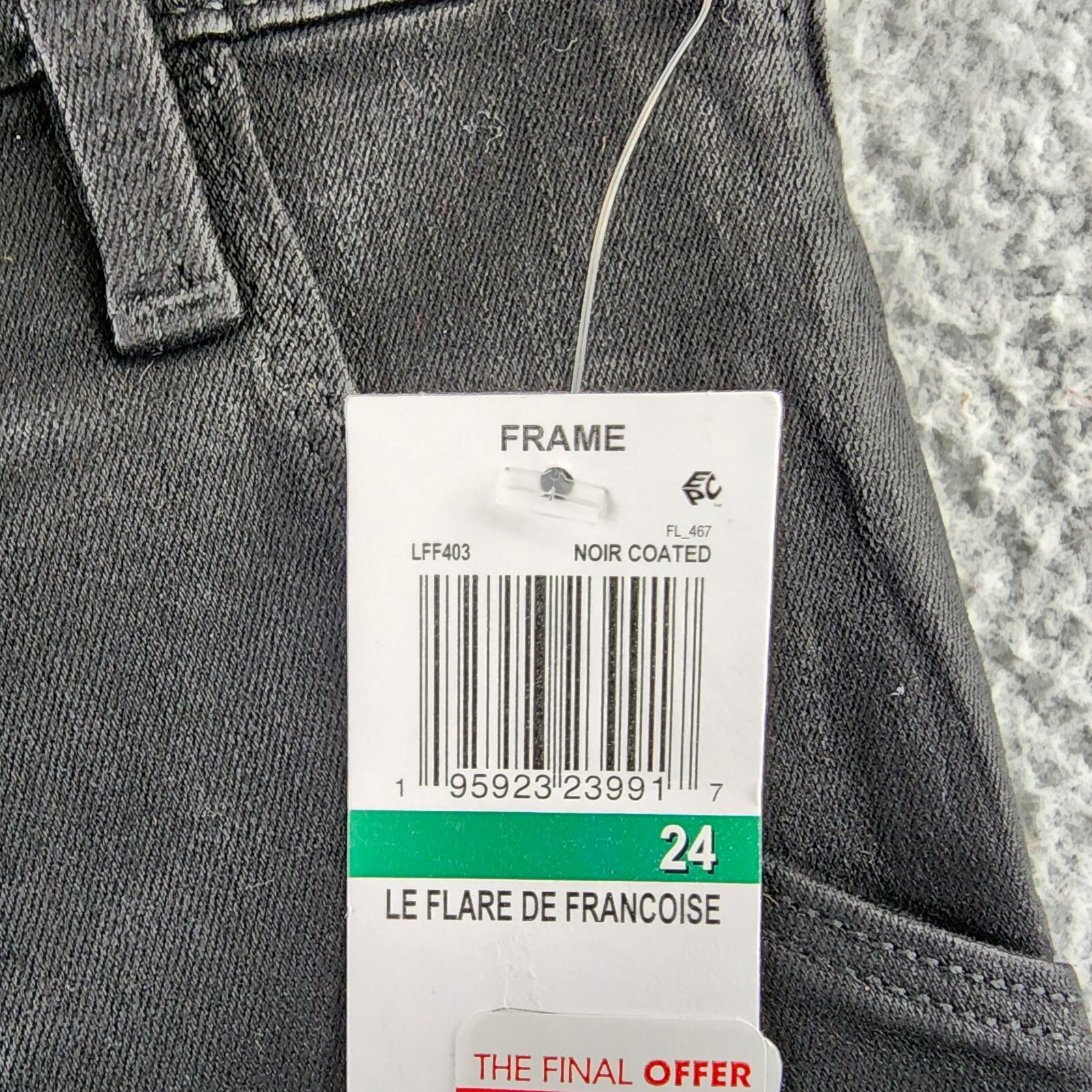 FRAME Le Flare De Françoise High Rise Stretch Flare Jeans Women's 24 Black - Picture 15 of 15