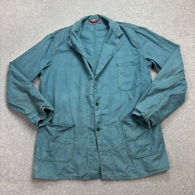 Vintage französische Jacke Erwachsene Medium grün Arbeitskleidung Sanfor Chor...