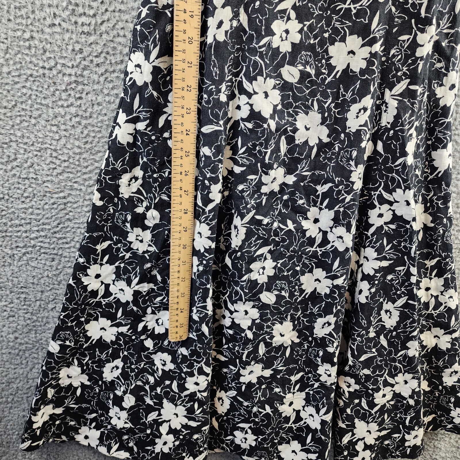 Lauren Ralph Lauren Floral Off-the-Shoulder Linen Dress Women's 2 Black/White - Picture 9 of 13