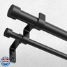 Black Double Curtain Rod, 36 to 72 Inch Dual Curtain Rods with Aluminium Modern End Cap Finials, 1 Inch Adjustable Heavy Duty Window Treatment Rods, Telescopic Metal Double Drapery Pole Set