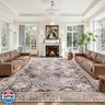 YOH Boho Washable Rug 9x12, Mauve Grey Vintage Non Slip Area Rug, Distressed Indoor Carpet for Living Room Bedroom Kitchen Office