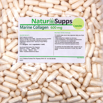 Marine Collagen 600mg Capsules - No Synthetics - UK Made – NaturSupps