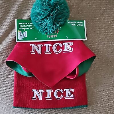 Person & Pet Naughty, nice reversible, Beenie , Bandana Set BY UGLY STUFF Large