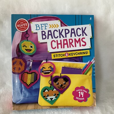 Klutz BFF Emoji Backpack Charms Cross Stitch 6 Keychains Design Book Craft Kit