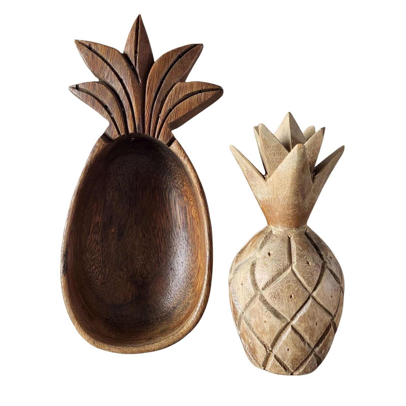 Pineapple Bowl and Toothpick Holder Wood Wooden Tiki Appetizer...