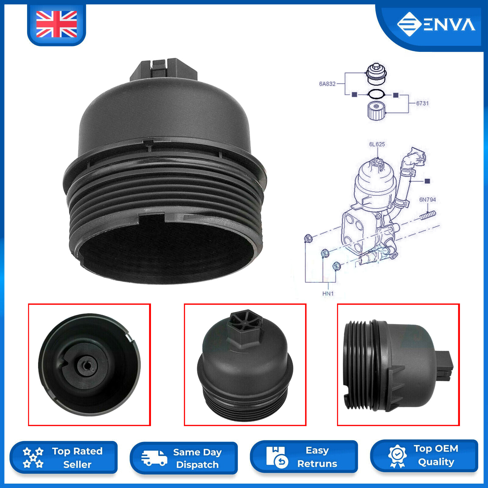 For Ford Transit Mk7 2.2 2.4 Diesel Oil Filter Housing Cap 3M5Q6737AA