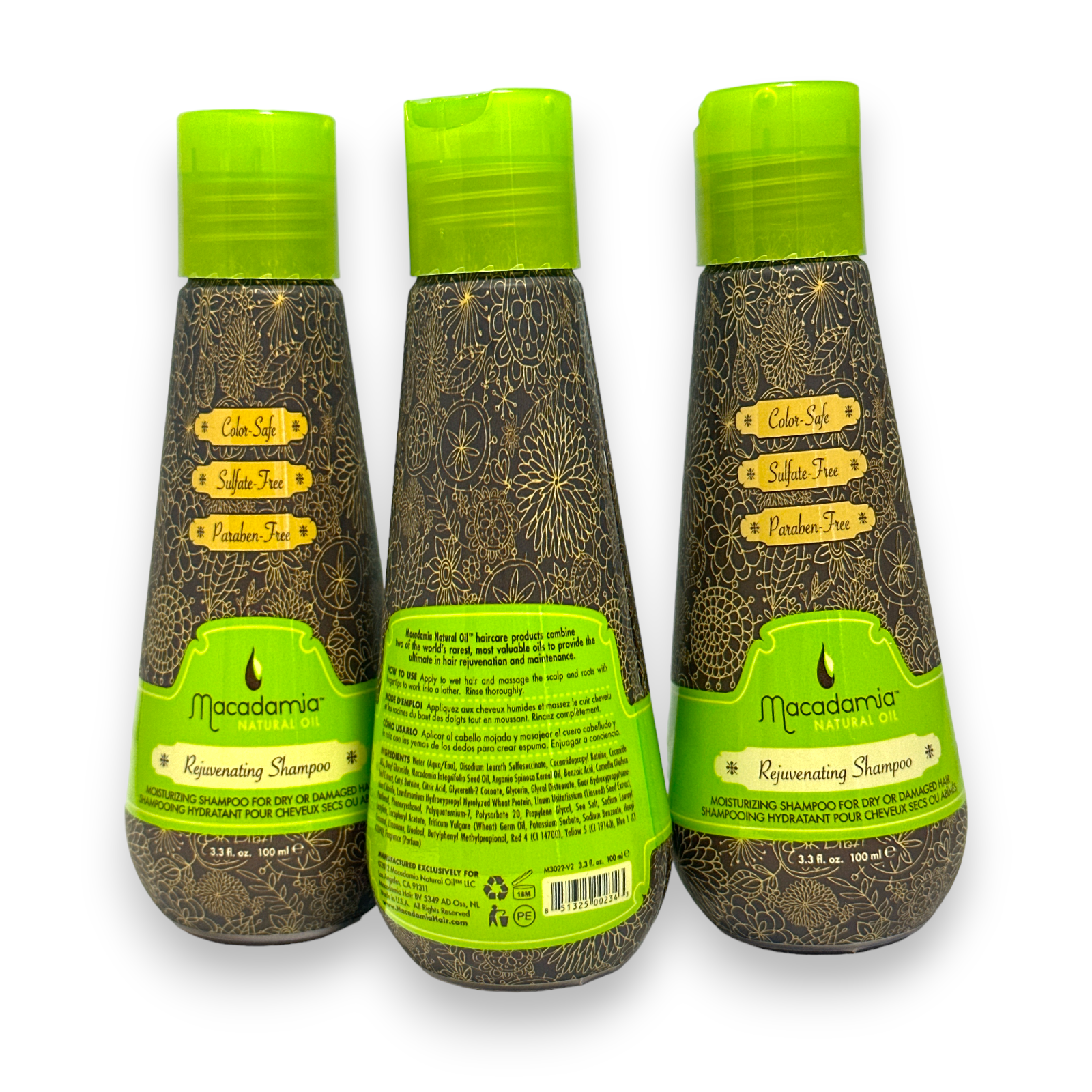 Macadamia Natural Oil Rejuvenating Shampoo 3.3fl.oz./100ml New; LOT OF 3