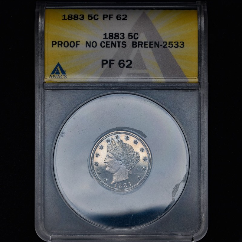 1883 PROOF LIBERTY V NICKEL ✪ ANACS PF-62 ✪ 5C
