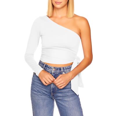 Susana Monaco One Arm Tie-Waist Top - Sugar White NWT Size Medium