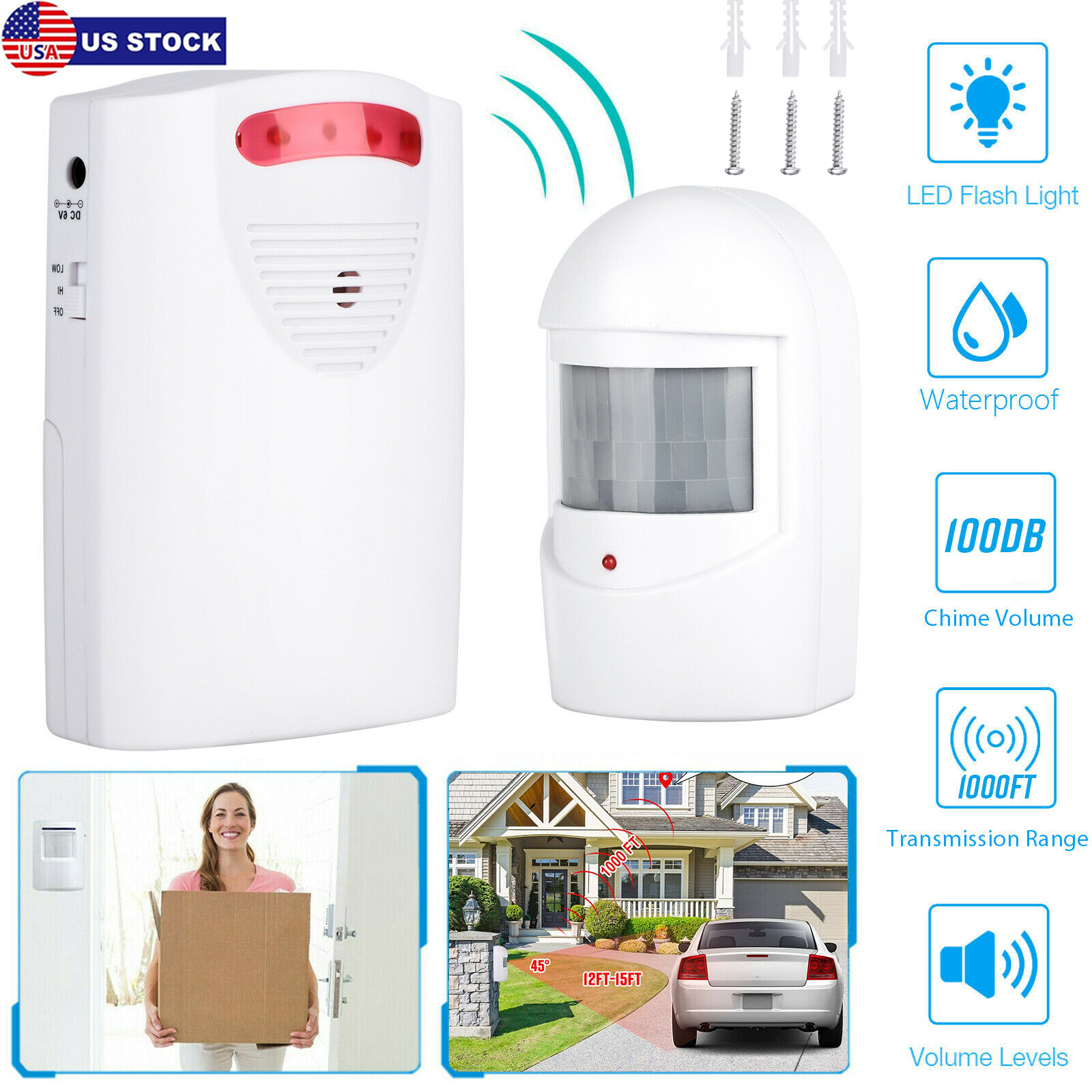 Wireless Driveway Alarm Infrared Motion Sensor Home Garage Alert Security System