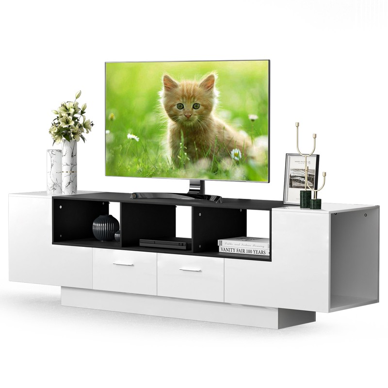 Modern TV Stand Media Console Cabinet Entertainment Center with Shelf For 80" TV