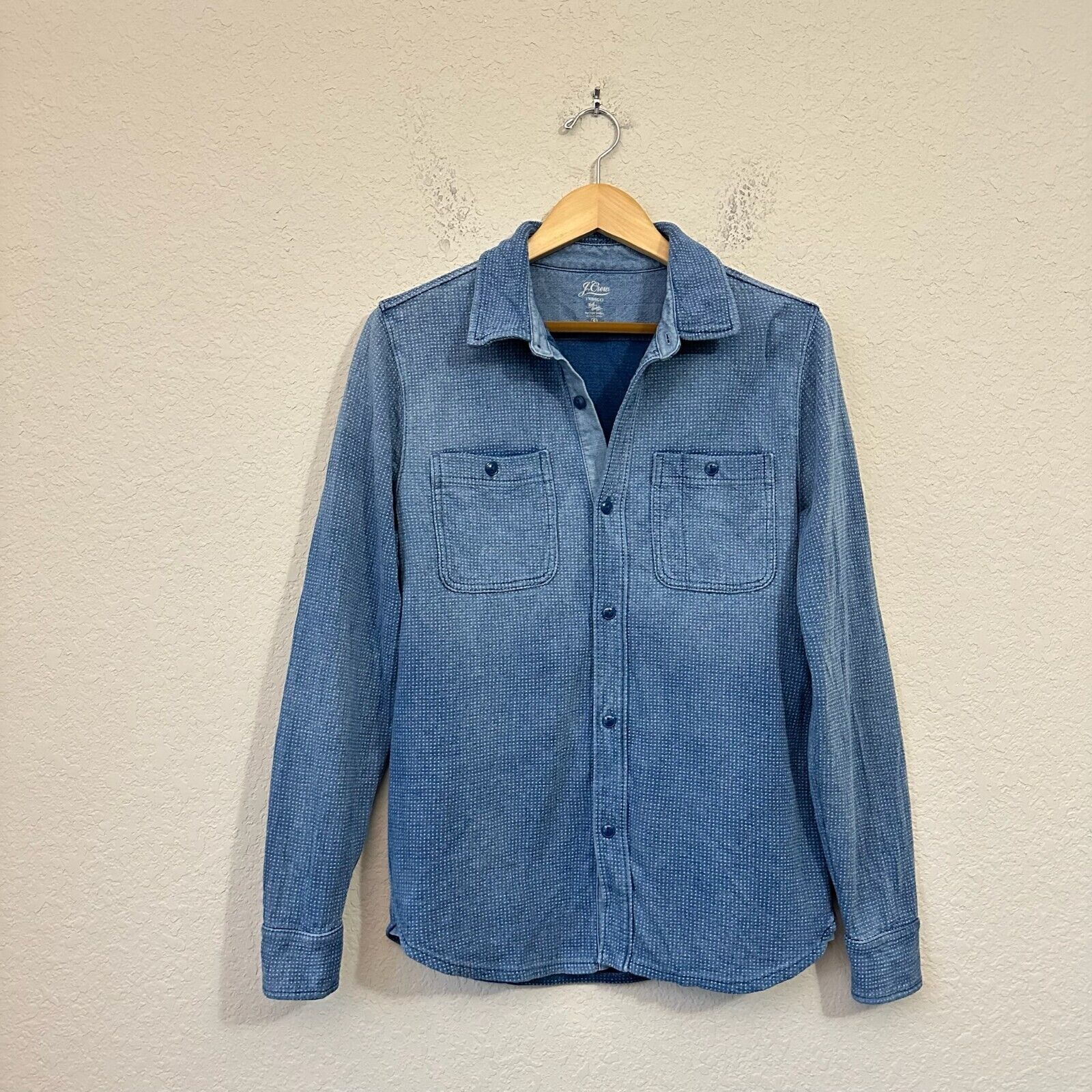 NWOT J. CREW Heavyweight Indigo-Dyed Jersey Workshirt in NWOT J. CREW Heavyweight Indigo-Dyed Jersey Workshirt in