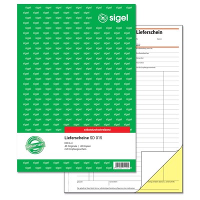 Sigel Formulare - Delivery Notes DE A4 Carbonless Copying, 2 x 40 Sheets Pack of