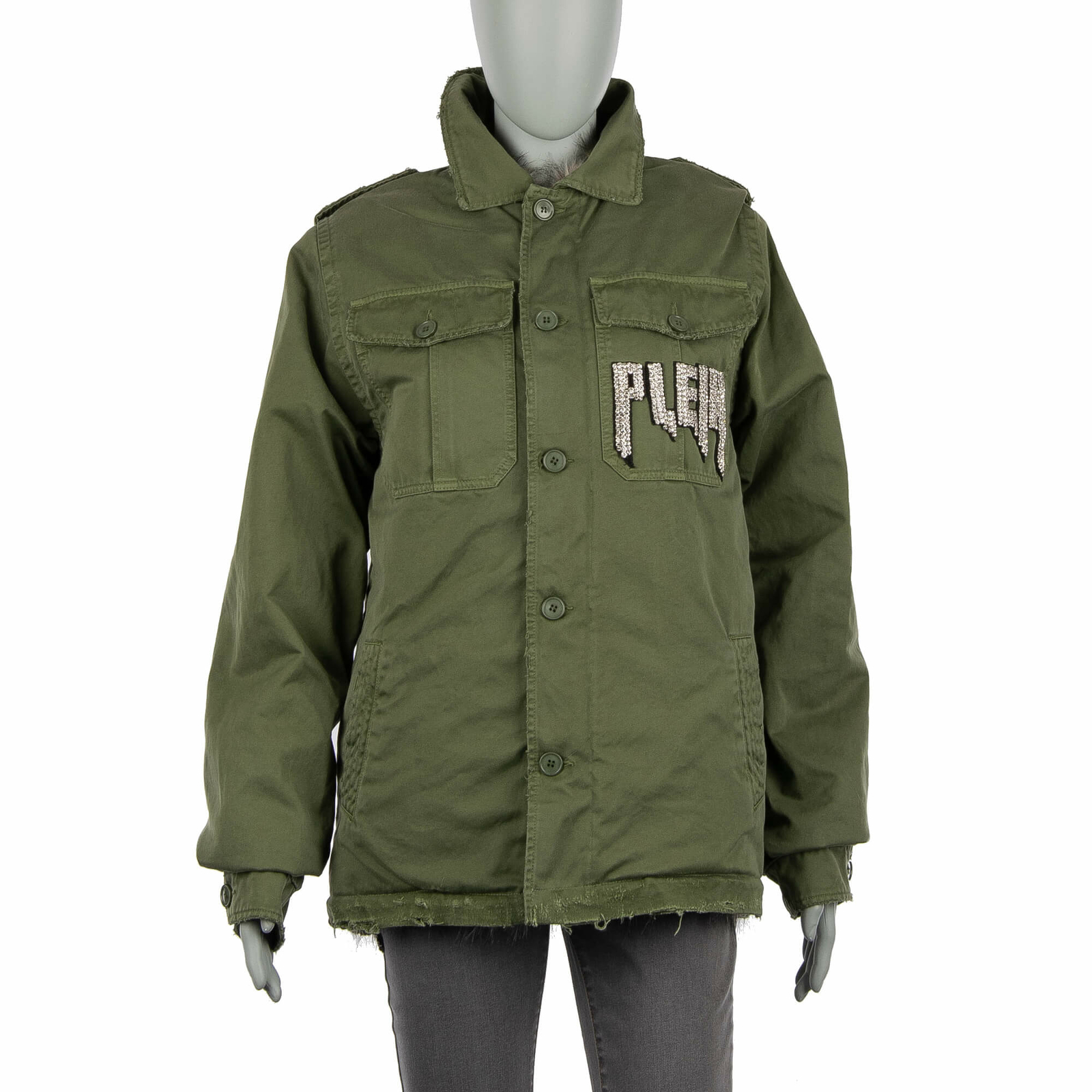 

PHILIPP PLEIN x PLAYBOY Армейская парка из меховой ткани CRYSTAL Хаки Зеленый  08684