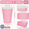 Whaline 60Pcs Colored Plastic Cups 16oz Light Pink Hot Pink Orange Plastic Cups Disposable Cup for Wedding Birthday Party Supplies