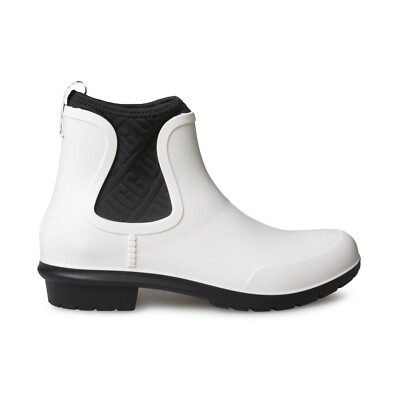 UGG CHEVONNE WHITE BLACK WATERPROOF CHELSEA RAIN BOOTS WOMEN'S BOOTS SIZE US 9