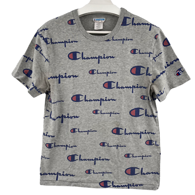 Champion script all over t shirt sales