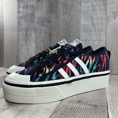 Adidas Women's Nizza Platform Sneaker Shoes Music Festival Black Size 7.5 HQ9857