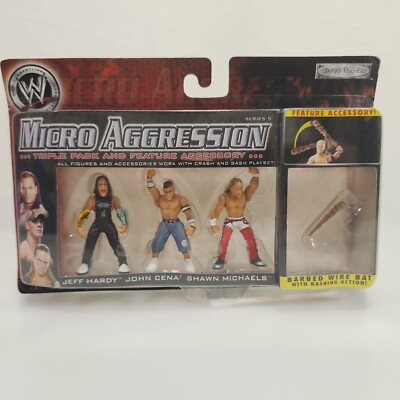 Rare WWE Jakks Micro Aggression Wrestling Figures 3 PACK Hardy Cena Shawn