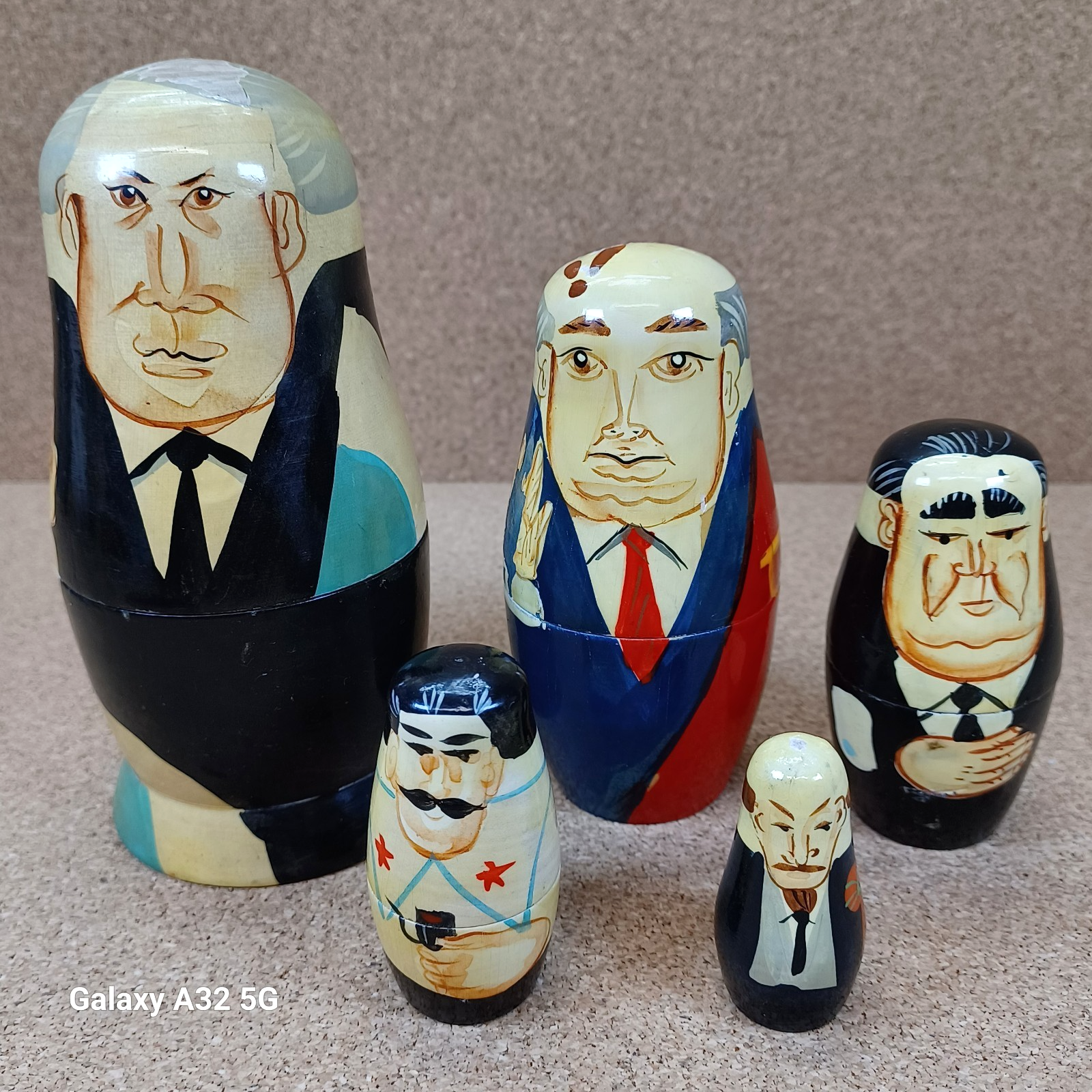 Vintage Russian Political Leaders Matryoshka Nesting Dolls Yeltsin