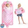 iPlay, iLearn Kid Sleeping Bag, Unicorn Slumber Sack, Toddler Girl Nap Mat, 2 In 1 Pink Animal Cushion Blanket, Happy Travel Sleepover Daycare Preschool Birthday Gift for 3 4 5 6 Year Old Child Summer