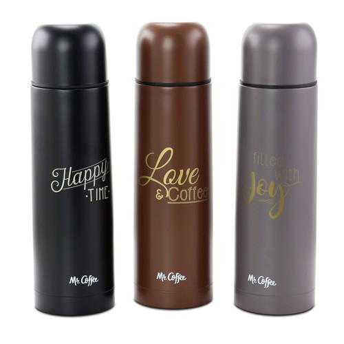 Термобутылка Mr. Coffee Luster Javelin из нержавеющей стали весом 16 унций, состоящая из 3 частей, для путешествий