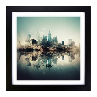 Skyline Double Exposure No.2 Wall Art Print Framed Canvas Picture Poster Decor