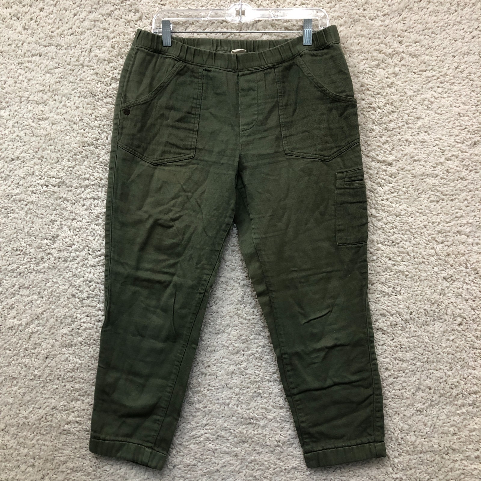 ROXY Pants Large Adult Green Utility Cropped Pull On Mid Rise Casual Womens L