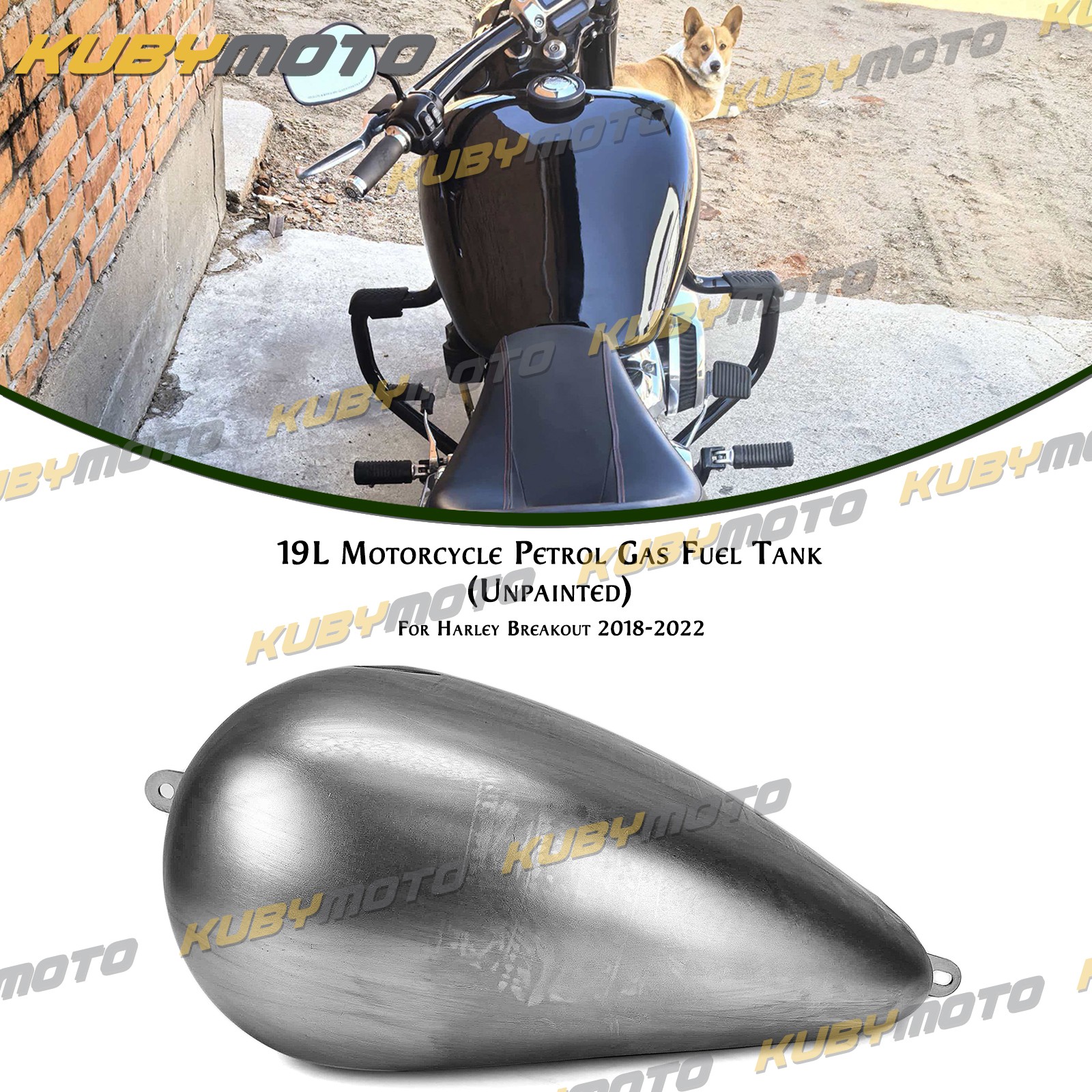 Silver Petrol Gas Fuel Tank With Gas Cap For Harley Breakout