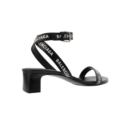 Pre-owned Balenciaga Round Sandals L40 In Black,white