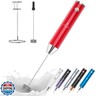 Zulay Kitchen Lux Rechargeable Milk Frother Handheld - Powerful 2-Speed Motor, Fully Waterproof, 2000mAh Battery - Drink Mixer For Latte, Cappuccino, Matcha, Protein Powder - Red