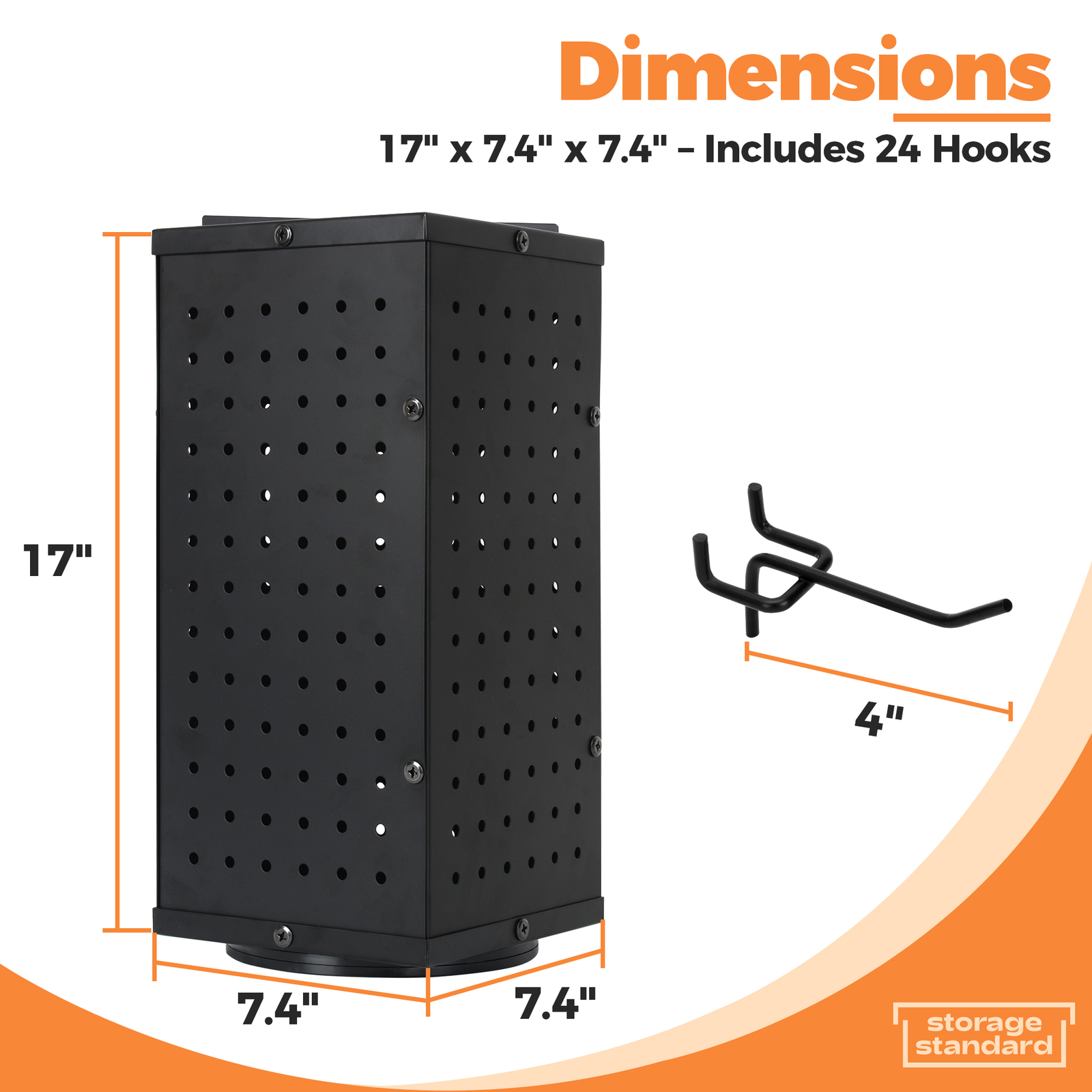 Rotating Pegboard Display Stand With 24 Hooks - Metal Spinning Peg Board Display - Picture 6 of 11