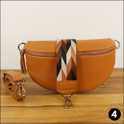 Crossbody Bag Damen Gold, Bauchtasche Leder, Ledertasche Damen Cognac