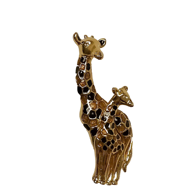 Vintage Attwood Sawyer Gold Plated Giraffe Mother and Baby Brooch