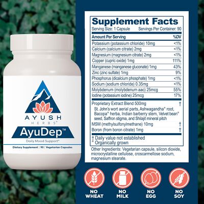 Ayush Herbs AyuDep - Saffron & Ashwagandha Supplements, Uplifting Formula for Women & Men, Herbal Support for Adults - 90 Vegetarian Capsules (1 Count) Additional Image