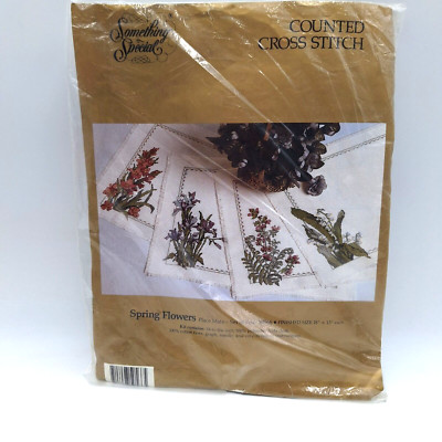 Spring Flowers Set of Four Place Mats Counted Cross Stitch Kit Something Special