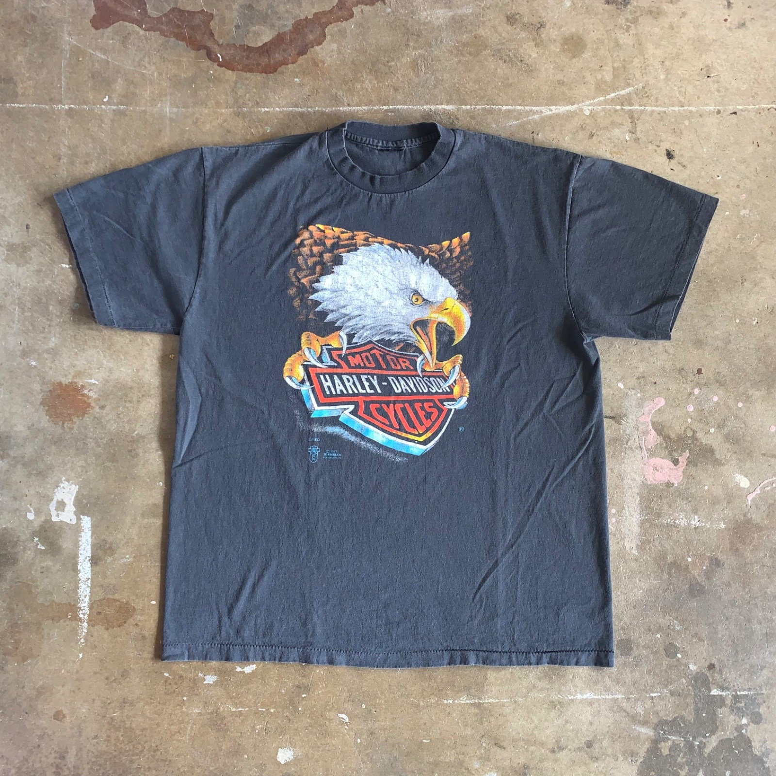 1987 VINTAGE 80s 3D EMBLEM HARLEY DAVIDSON EAGLE T-SHIRT SZ
