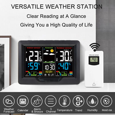 Clock Indoor Outdoor Thermometer Humidity U9w8