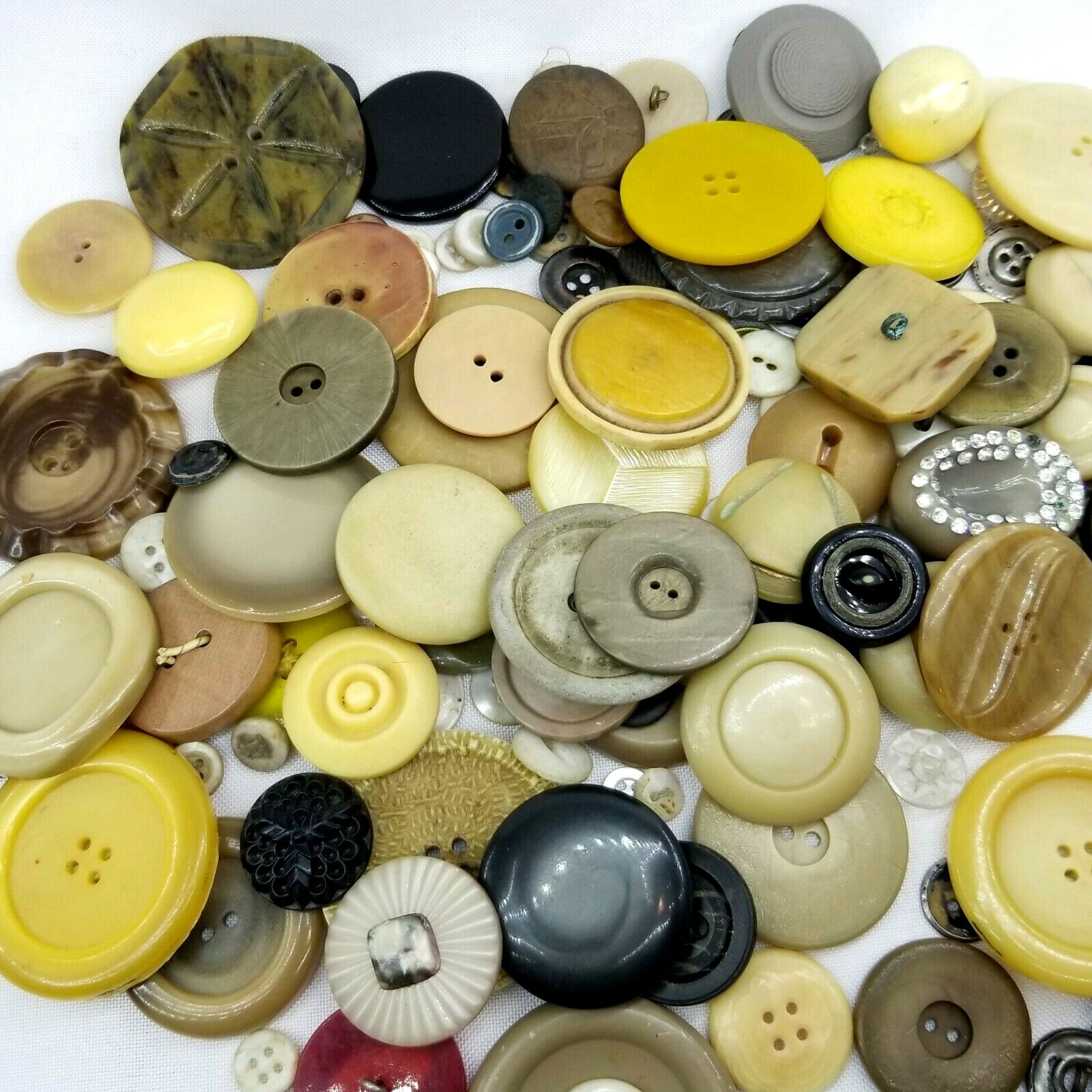 Vintage Sewing Buttons Lot Celluloid, Plastic, Mother of Pearl