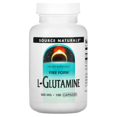 Source Naturals L-глютамин 500 мг 100 капсул без молочных продуктов, без яиц,