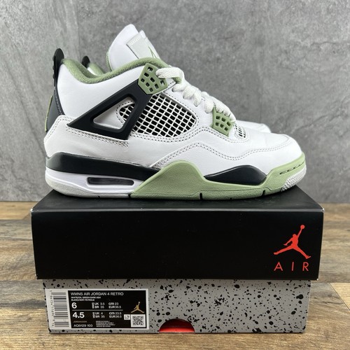 Air Jordan 4 Retro Mid Seafoam Size 6 Womens White Dark Ash