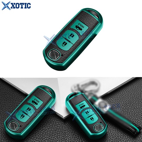 1x Green Soft TPU Leather Key Fob Cover Case For Mazda 2 3 5 6 CX-3 5 7 9 MX-5