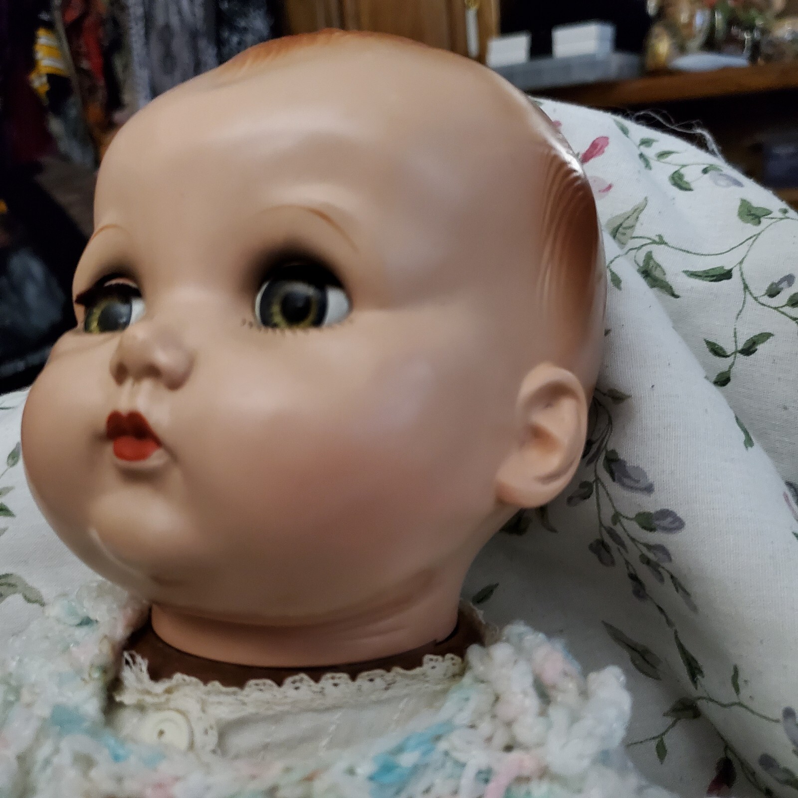 1940s Ideal Baby Doll made In USA Moving sleeping Eyes 80 yrs old crochet  dress