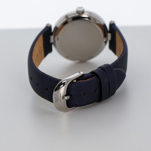 Pre-owned Le Vian Levian Watch Featuring Vanilla Diamonds In Steel With A Satin Leather Strap
