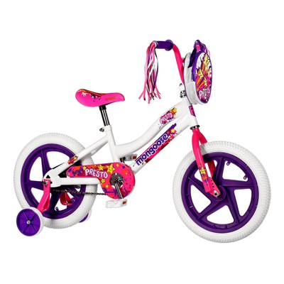 Mongoose 16" Presto Pizzazz Single Speed Kids Training Wheel Bicycle, White/Pink