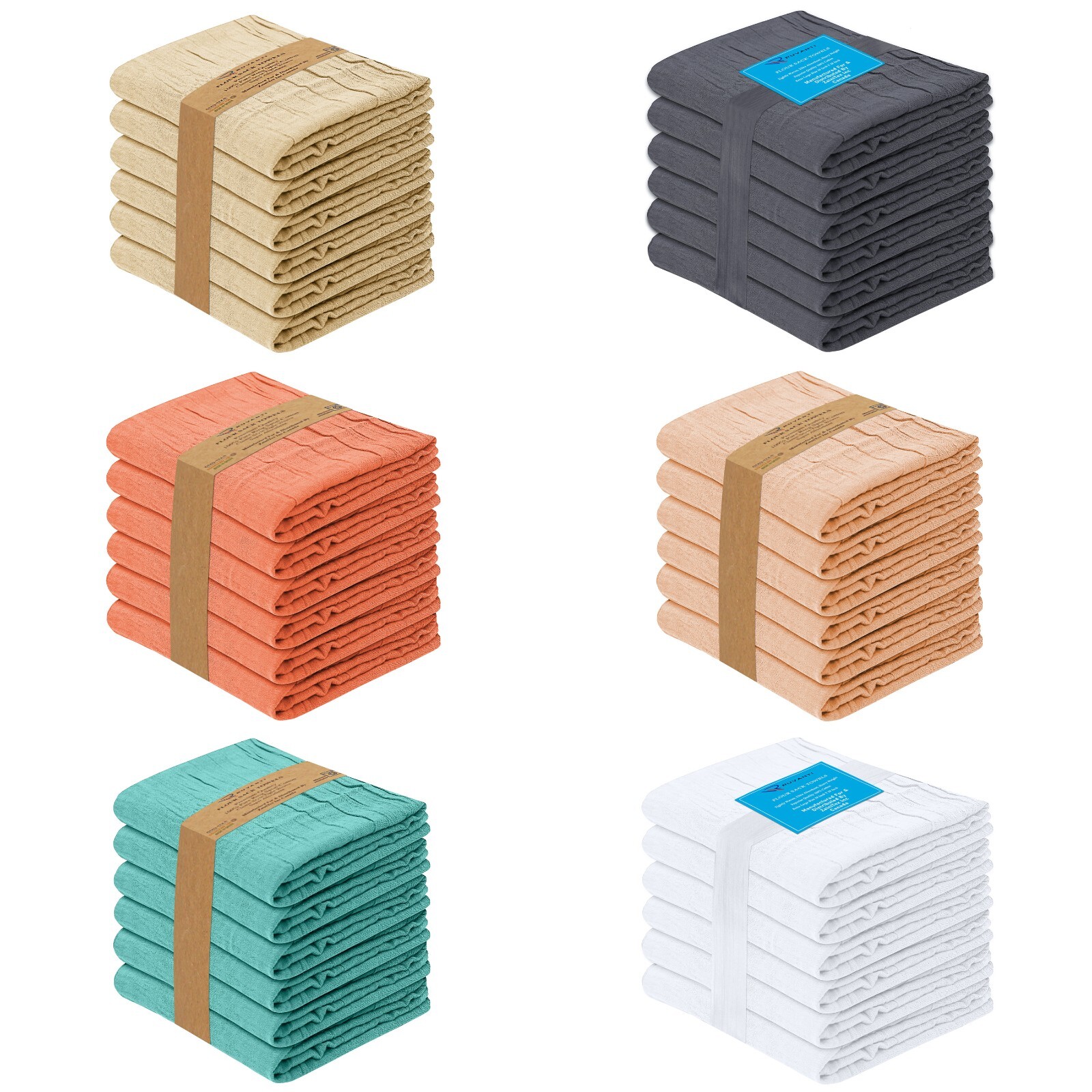 Flour Sack Dish Towels 100% Cotton Dishcloths Kitchen Towels 28 x 28 by RUVANTI